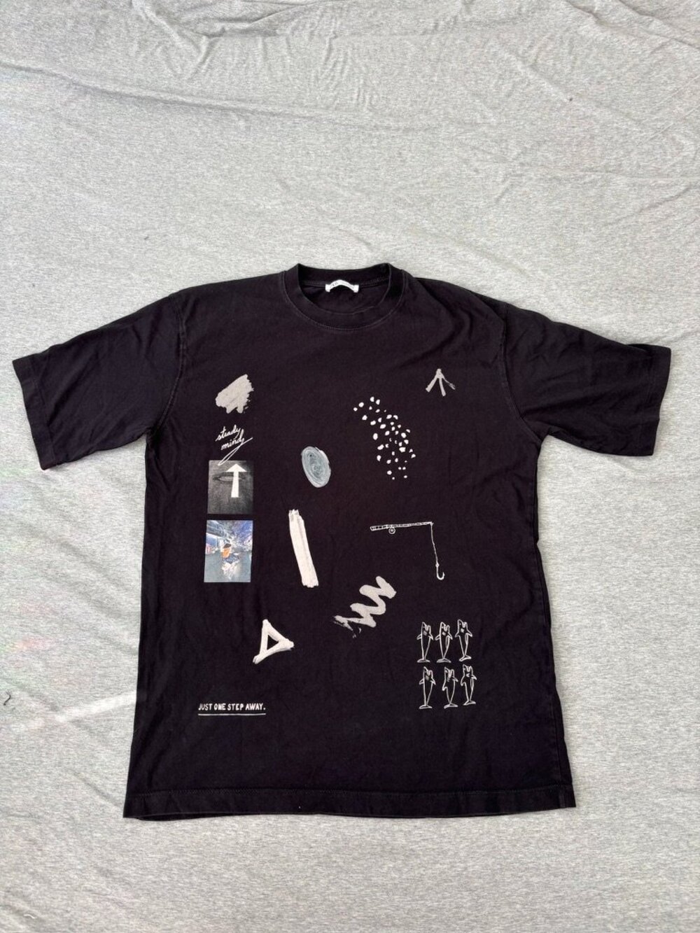 Zara Man T Shirt Mens Medium Black Abstract See The Truth Sleeve Graphic Y2K Ska